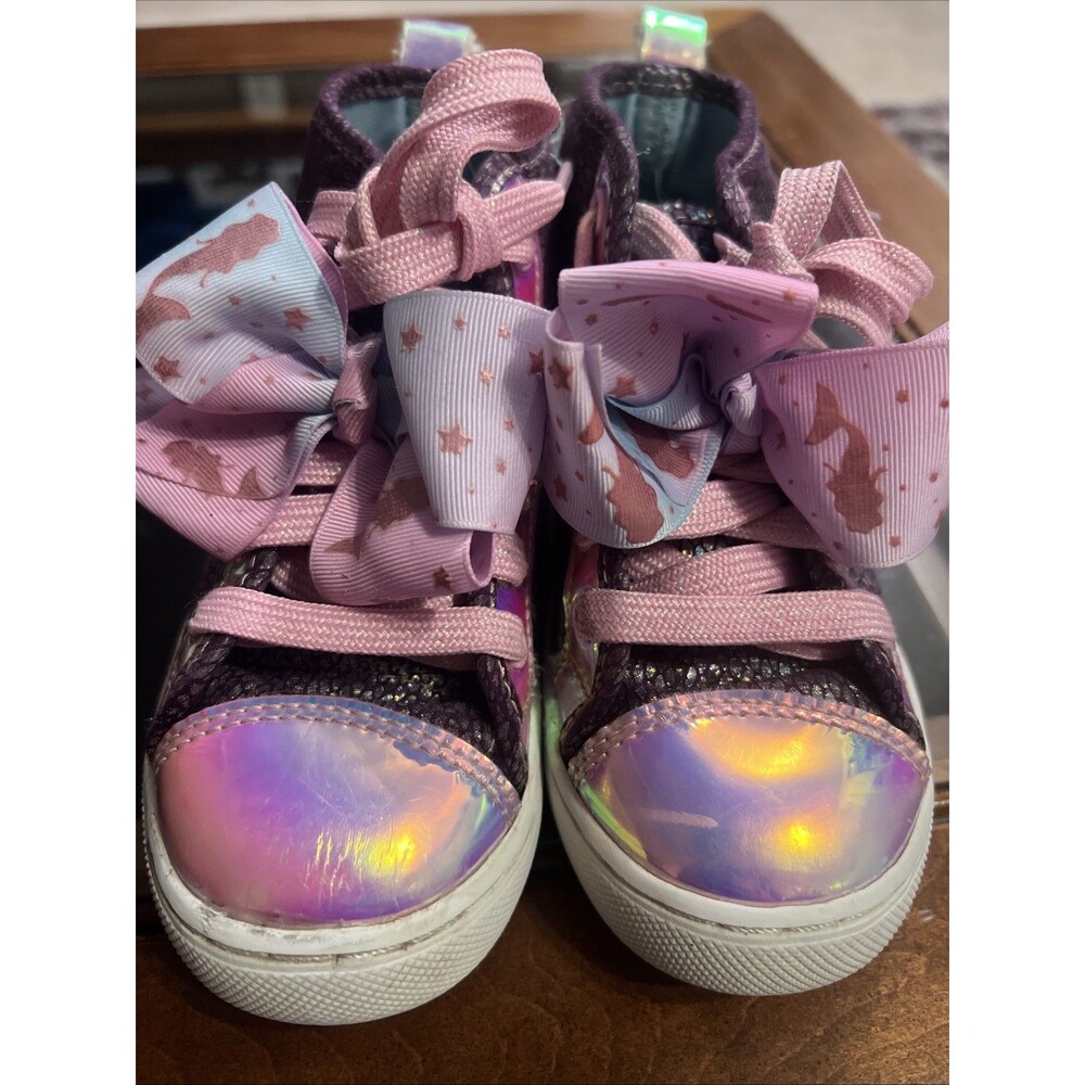 JoJo Siwa‎ High Top Sneakers Girls Size 12 Purple Like New Holographic Bows